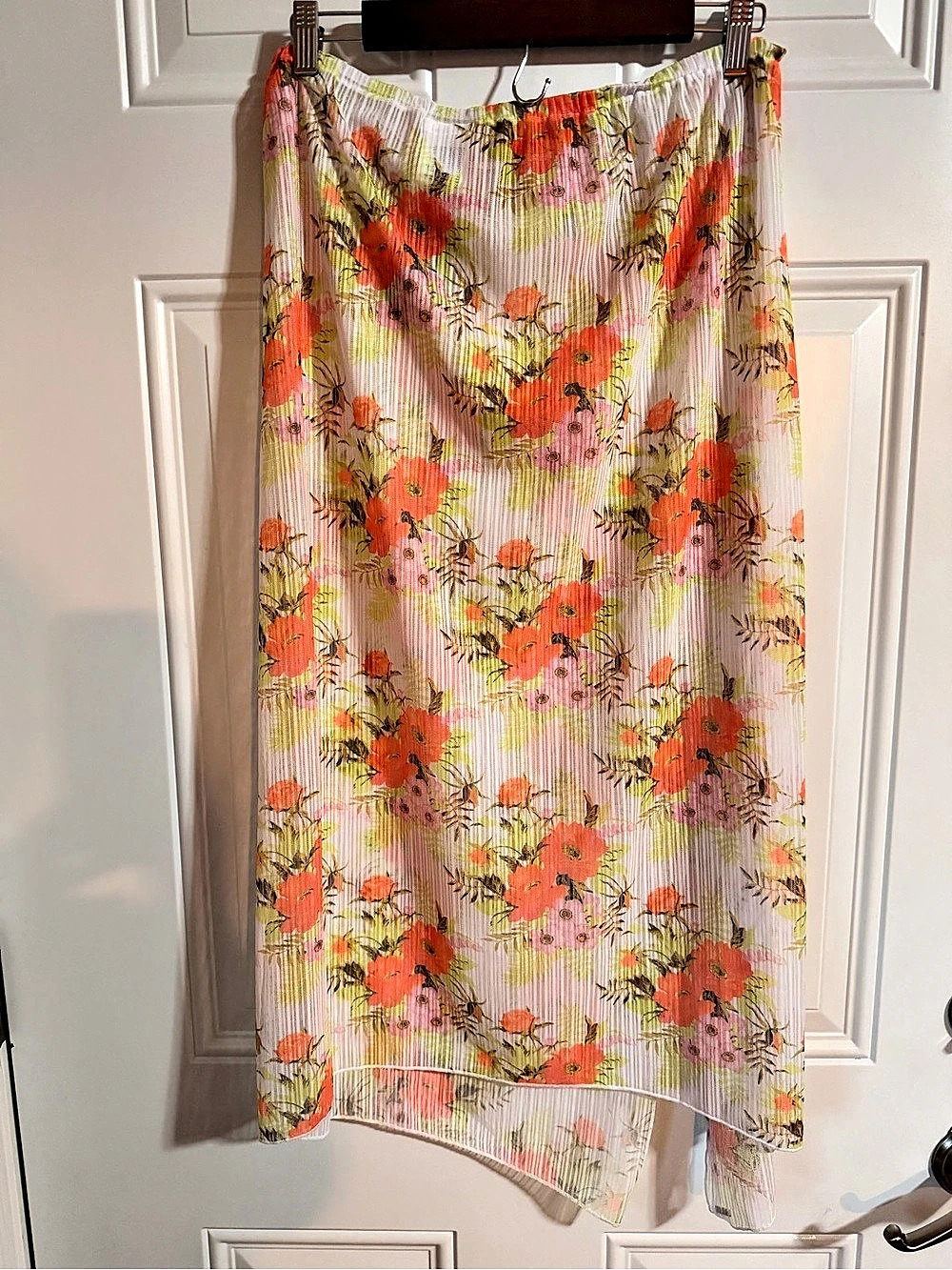 Volcom Floral Pleated Midi Skirt in Pink & Orange XL NWT